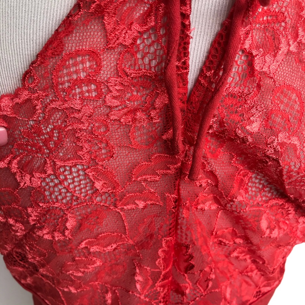 Free People NWOT The Century Coral Red Lace Brami - Picture 7 of 8